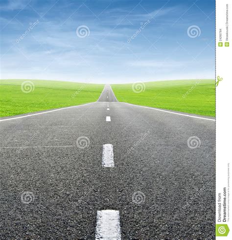Green Field And Road Over Blue Sky Stock Photo Image Of Asphalt