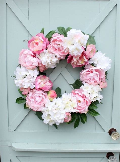 Spring Wreath Front Door Wreath Pink Peonies Hydrangea