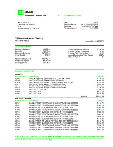 Check spelling or type a new query. Business Bank Statement, TD Bank (With images) | Bank statement, Statement template, Bank ...