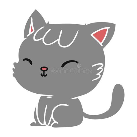 Cartoon Of Cute Kawaii Cat Stock Vector Illustration Of Freehand