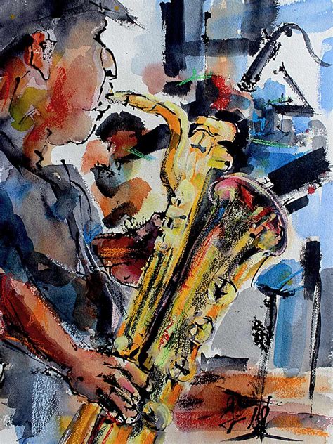 Contemporary Art By Ginette Fine Art Music Art Baritone Sax Player