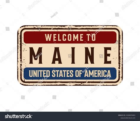 Welcome Maine Sign Boards Retro Style Stock Vector Royalty Free