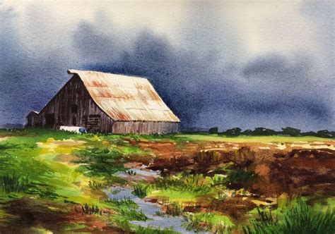 Simple Landscape Painting Water Color Pic Cafe