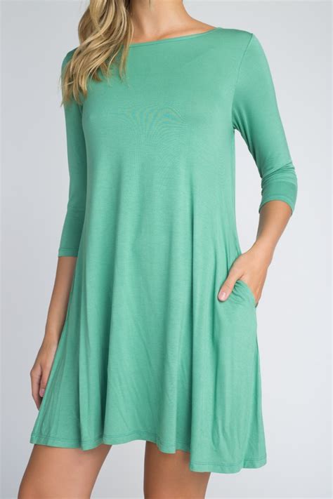 women s 3 4 sleeve swing dress with pockets wholesale