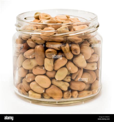Dried Fava Beans Dried Broad Beans In Glass Jar Isolated On White