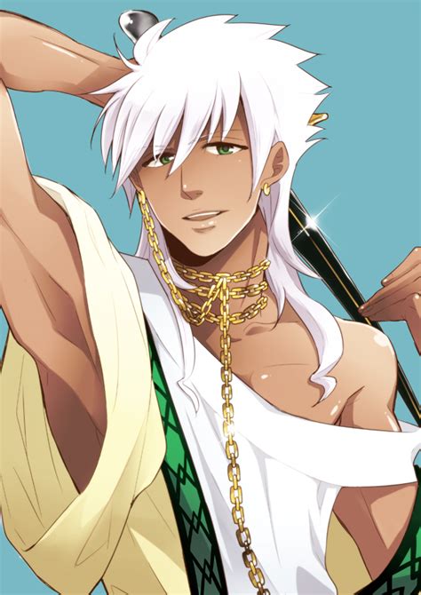 His character has dark brown skin and stark white hair. Sharrkan/#758260 - Zerochan