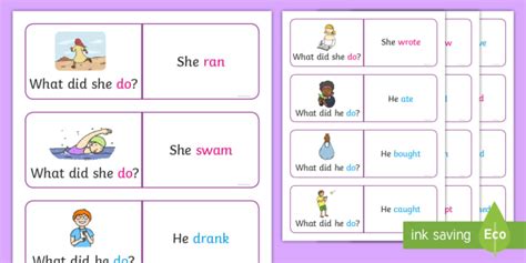 Simple Past Tense Matching Cards Esl