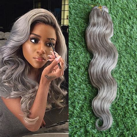 Fashion Grade 6a Raw Unprocessed 100 Natural Wave Silver Gray Hair
