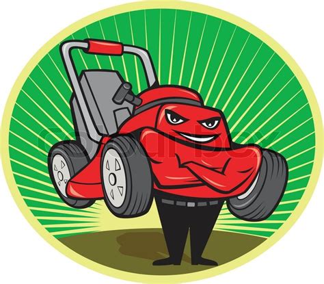 Maybe you would like to learn more about one of these? Lawn Mower Man Cartoon Oval | Stock Vector | Colourbox