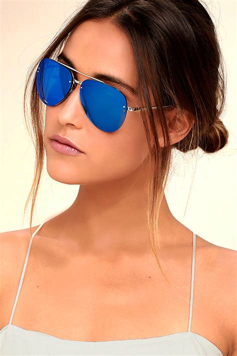 Stylish Blue Sunglasses Mirrored Sunglasses Aviator Sunglasses 1200