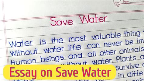 Essay On Save Water In English Paragraph On Save Water Save Water