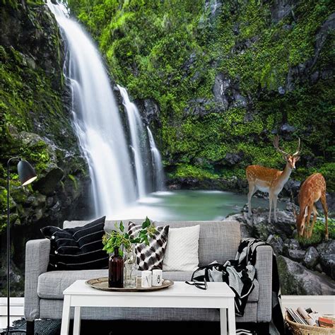 Beibehang Customize Any Size 3d Waterfall Natural Scenery Bedroom Tv