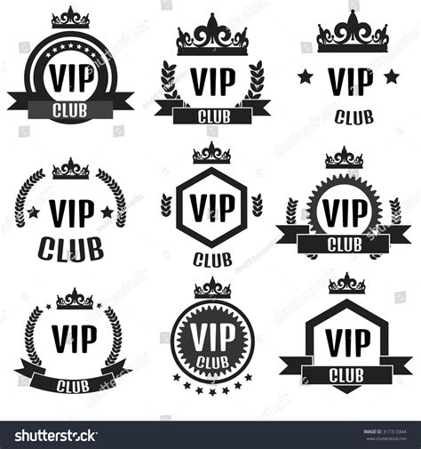 Vip Club Logos Set Flat Style Stock Vector Royalty Free 317313344