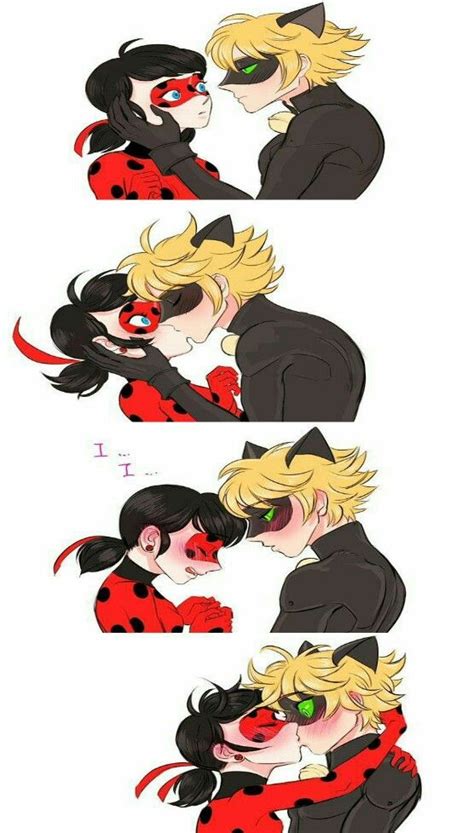 Cat Noir Surprises Ladybug With A Kiss As Ladybug Surprised Him When