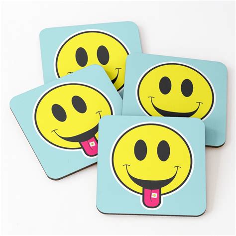 Acid Trip Smiley Face Coasters Set Of 4 For Sale By Walkdesigns