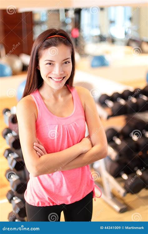 Gym Woman In Fitness Center Proud Portrait Stock Image Image Of