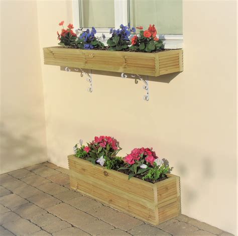 This means they do not lend any support and are purely aesthetic. Wooden Window Box Planter with FREE 8 " Brackets - Herb ...