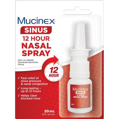 Mucinex Sinus Max Severe Nasal Congestion Relief Clear Cool Nasal Spray Lasts 12 Hours Fast