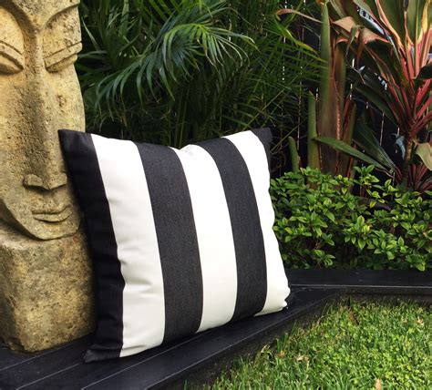 Black And White Striped Outdoor Cushions Sunbrella Fabric Etsy