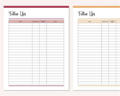 Printable Follow Up Sheet Business Follow Ups Small Business Etsy