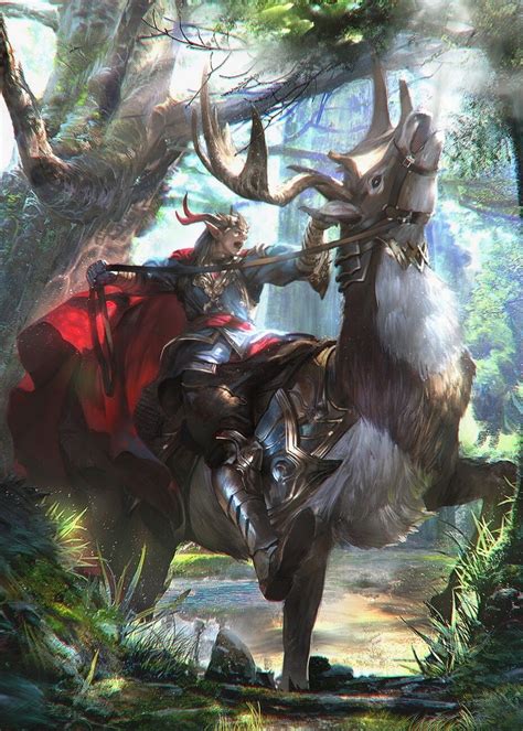 Artstation Elk Rider Elf Hyun Suk Lee Elves Fantasy Fantasy Art