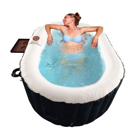 Aleko 145 Gallon 2 Person Oval Inflatable Jetted Hot Tub W Fitted