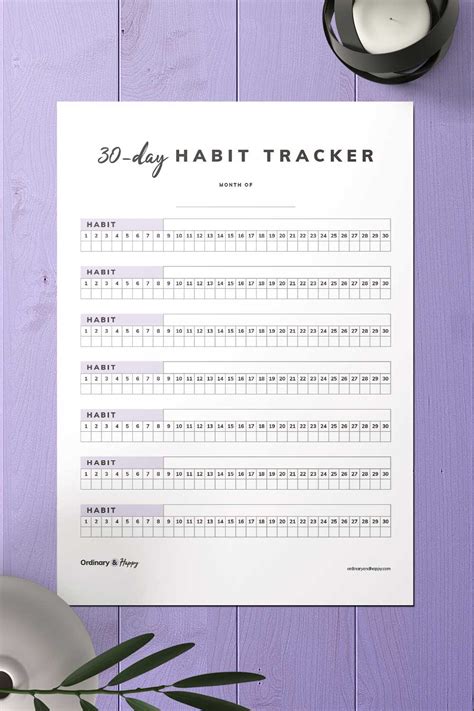 5 Best 30 Day Habit Tracker Printables Free And Premium Ordinary Free