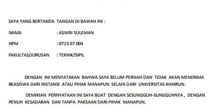 Dilengkapi juga contoh untuk perusahaan, swasta, dan isi surat berisi penjelasan singkat, padat dan jelas. Contoh Surat Pernyataan Sedang Tidak Menerima Beasiswa ...