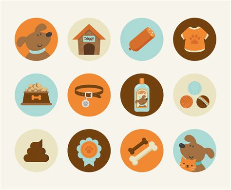 Cute Dog Flat Vector Icons Vector Art And Graphics