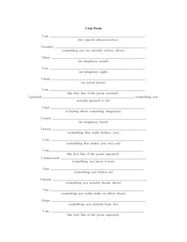 Form 1 new poem with pictures and activities that can help your students to understand this poem better. I Am Poem Form by Victoria Sinco | Teachers Pay Teachers
