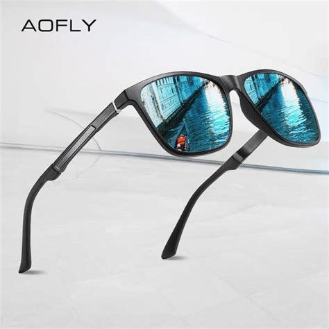 aofly brand polarized men s sunglasses aluminum magnesium temple anti glare mirror lens driving