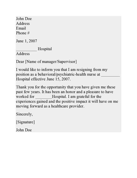 Best Nursing Resignation Letters Samples Resignation Letter