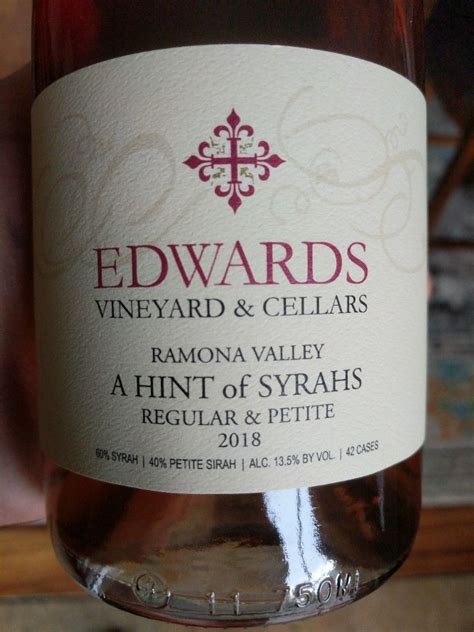 2017 Edwards Vineyard And Cellars A Hint Of Syrahs Usa California