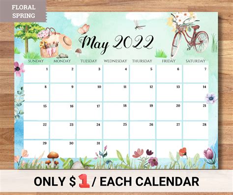 Editable Watercolor Calendar 2022 Bundle Cute Printable Etsy