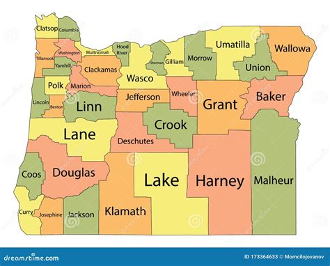 Oregon County Map Stock Vector Illustration Of Michigan 173364633