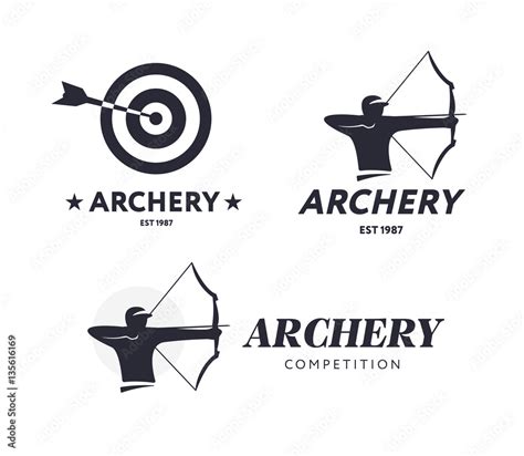 Abstract Archery Logo Vector Badge Concept Archer With Sport Bow And