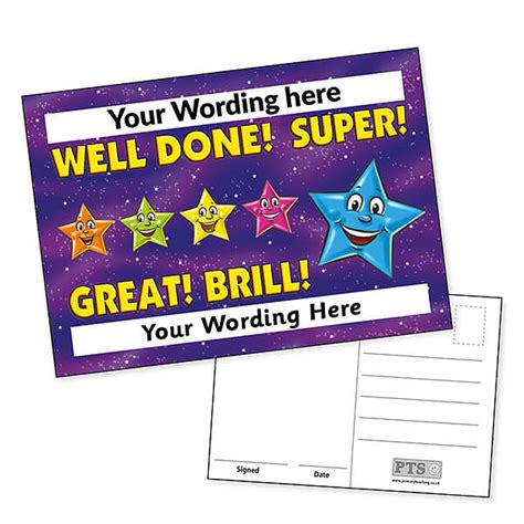 Personalised Stars Postcards A6 Classroom Reward