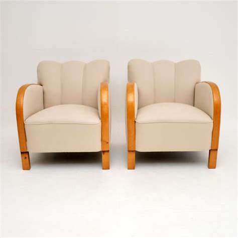 Pair Of Swedish Art Deco Satin Birch Armchairs Marylebone Antiques