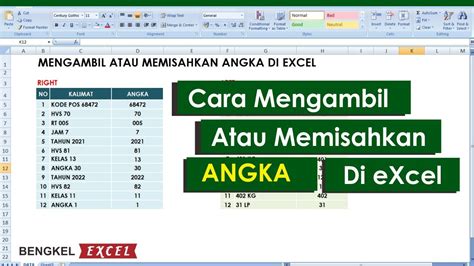 Cara Mengambil Atau Memisahkan Angka Di Excel Youtube