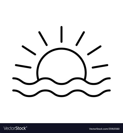 Sunset Or Sunrise Icon On White Background Vector Image