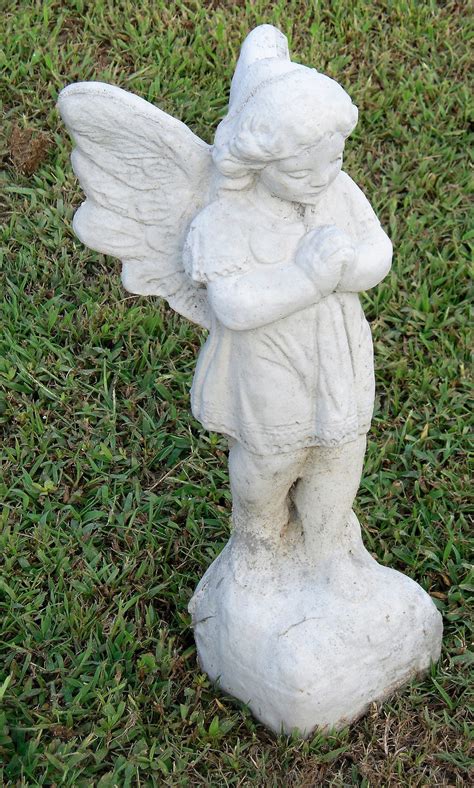 Stone Angel Statue Concrete Angel Memorial Garden Angel Etsy
