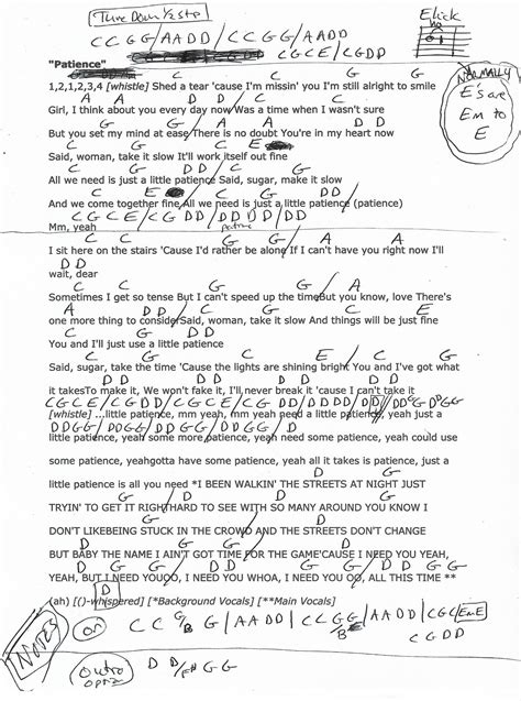 Patience Guns And Roses Guitar Chord Chart Tune Down Step