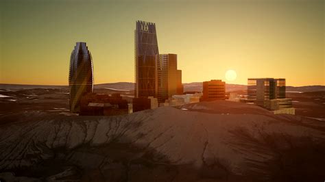 City Skyscrapes In Desert At Sunset Stock Video Footage 0026 Sbv