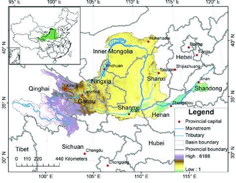 Location And Topography Of The Yellow River Basin Download Scientific Diagram