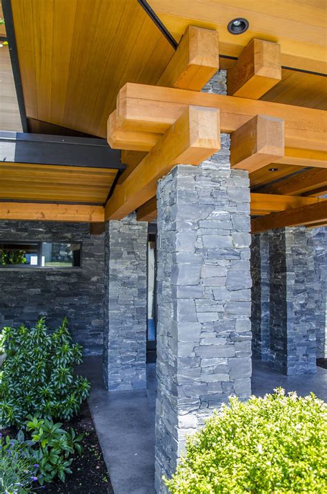 Exterior Stone Columns On Timber Frame Home K2 Stone
