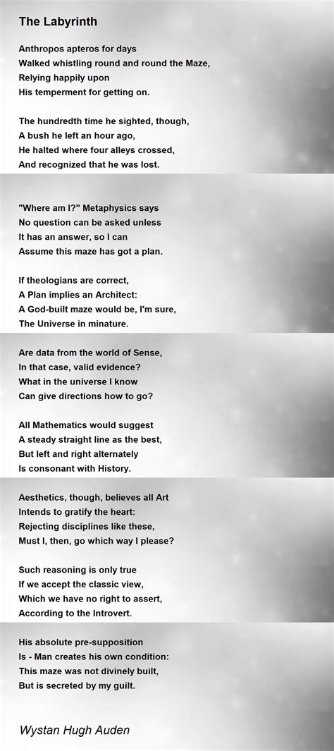 The Labyrinth Poem By Wystan Hugh Auden Poem Hunter