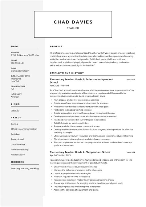 Teacher Resume And Writing Guide 12 Samples Pdf 2019