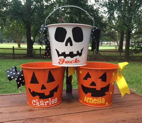Pumpkin Trick Or Treat Bucket Halloween Bucket Personalized Pail