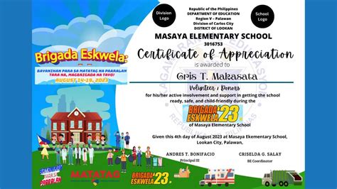 Brigada Eskwela 2022 Editable Certificates For Volunt