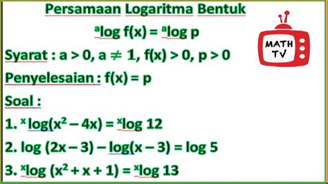 Blog c = alog c namun, dengan melihat soal di atas, kita perlu melakukan sedikit improvisasi, yaitu mengubah bentuk pecahan menjadi bilangan bulat berpangkat negatif. Contoh Soal Logaritma Lanjutan - Soal Kelasmu